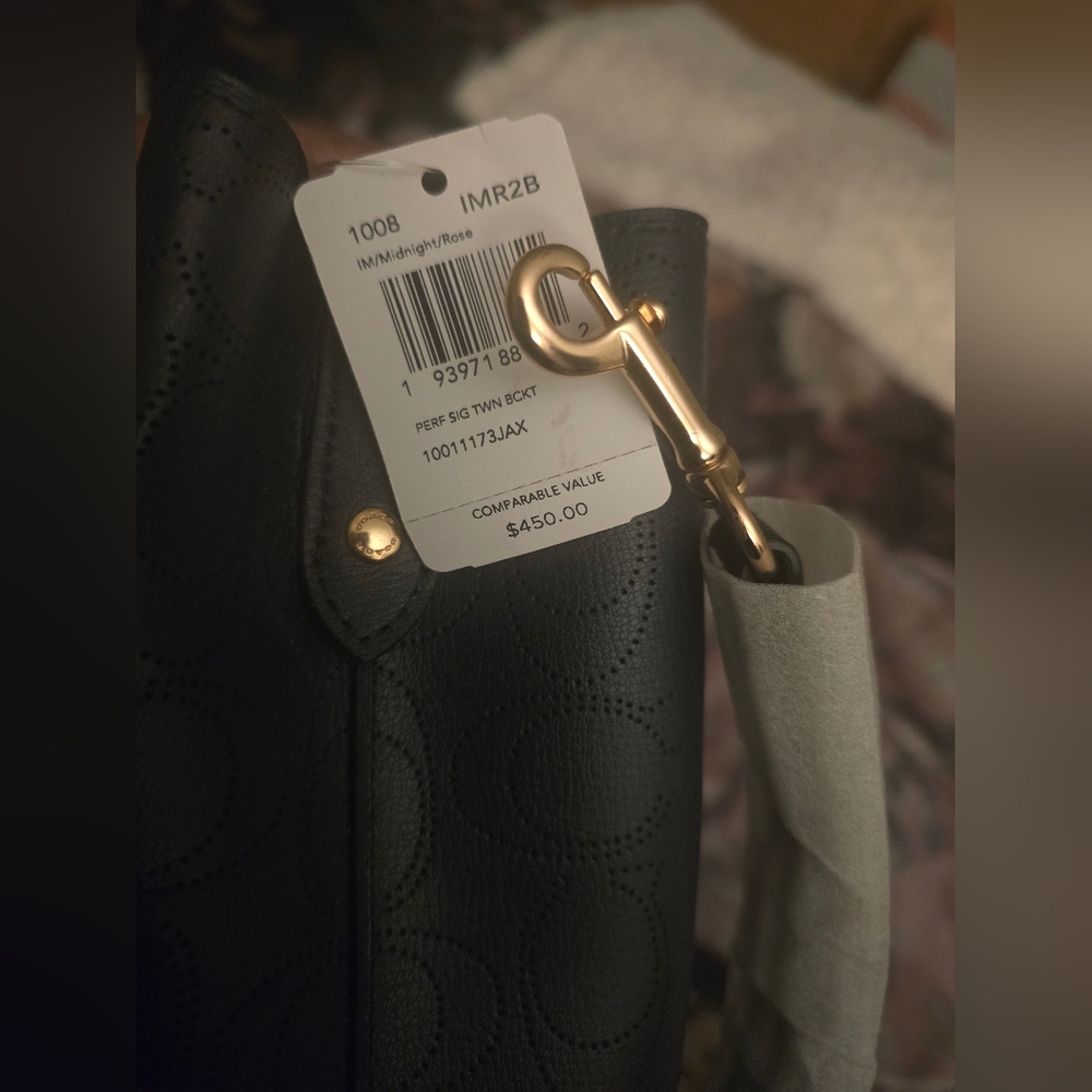 Coach Blue  Shoulder Bucket Bag with Signature Embossing - Picture 4 of 5